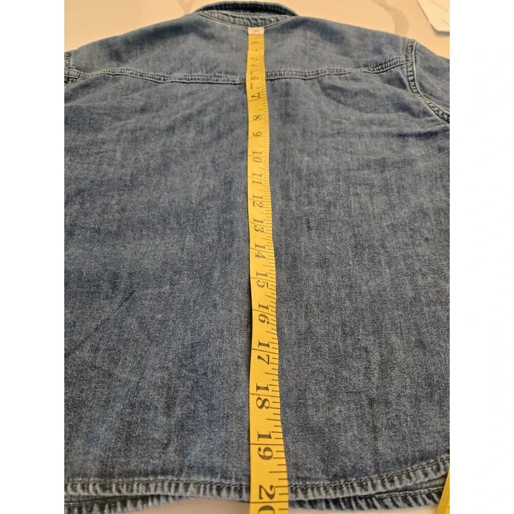 ​GAP Kids L 10 Embroidered Hearts Western Chambray Denim Shirt Kids Girls Snap